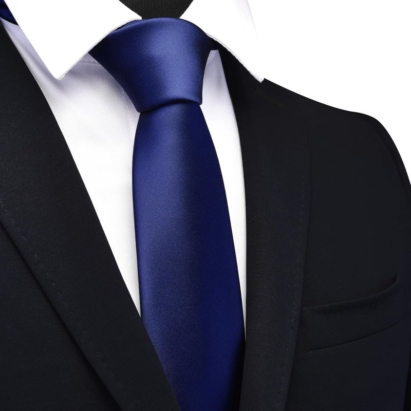 Branduce 3.15"（8cm） Mens Solid Satin Tie Pure Color Necktie for Business and Wedding + Gift Box - Image 2